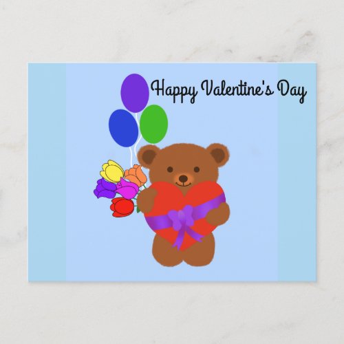 Happy Valentines Day Cute Teddy Bear 4 Postcard