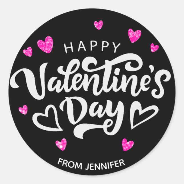 Happy Valentines Day Cute Treat Cookie Gift Classic Round Sticker (Front)
