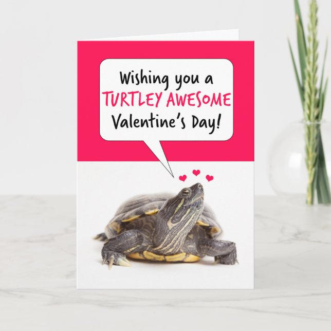 Happy Valentine's Day Cute Turtle Humor Holiday Card (Front)