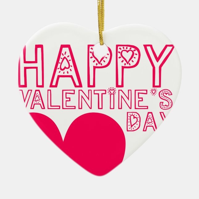 Happy Valentine's day Cute typo Heart ornament (Front)