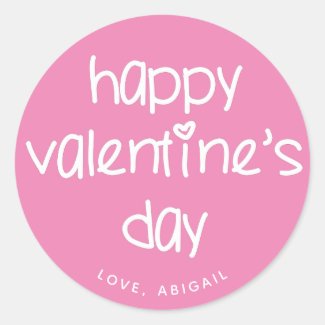 Happy Valentine's Day - Cute Typography  Classic Round Sticker