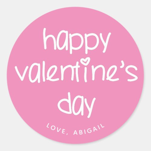 Happy Valentines Day _ Cute Typography  Classic Round Sticker