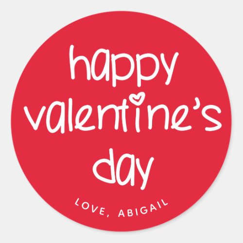 Happy Valentines Day _ Cute Typography Classic Round Sticker