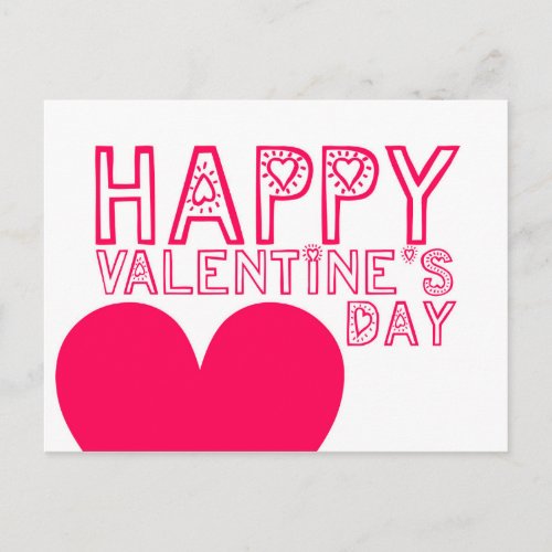 Happy Valentines day Cute typography Postcard