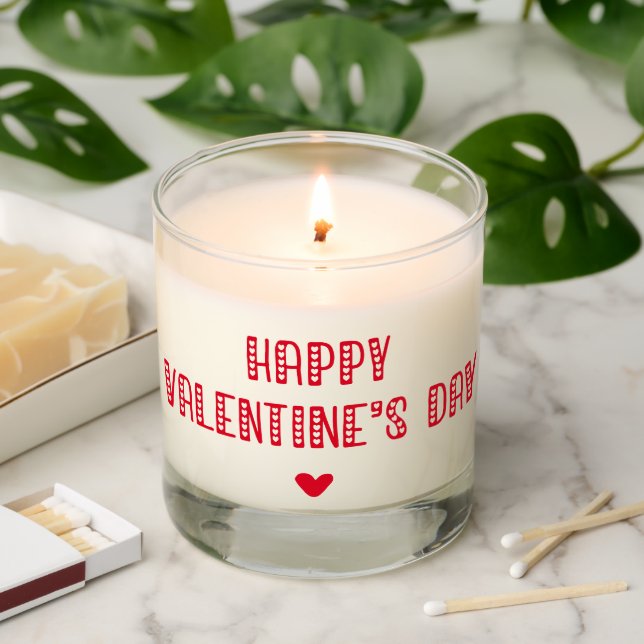 Happy Valentine's Day! Cute Typography Scented Candle (Lit)