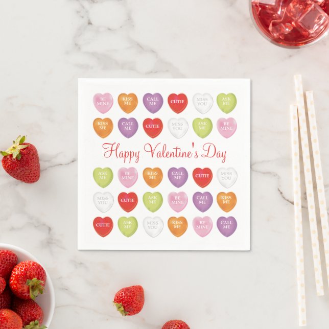 Happy Valentine's Day Cute Whimsical Colorful Napkins (Insitu)