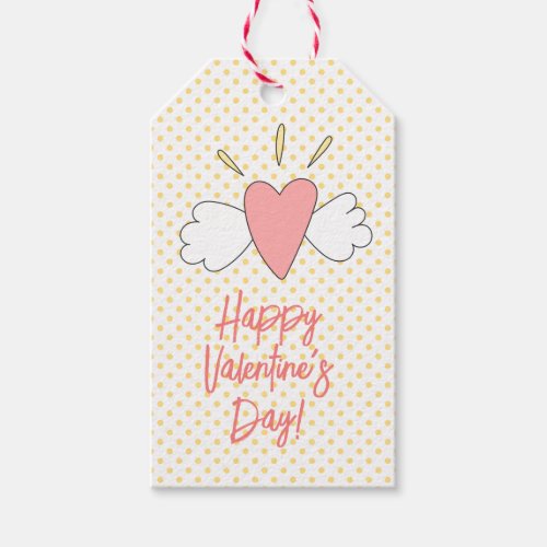 Happy Valentines Day Cute Winged Heart Gift Tags