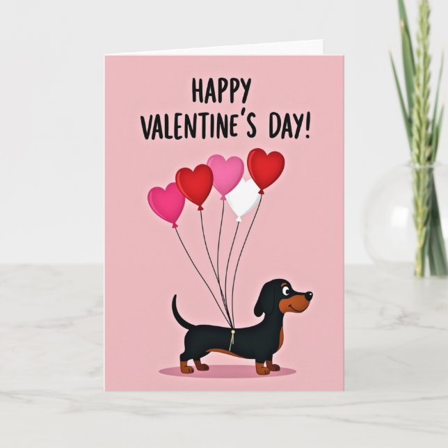 Happy Valentines Day Dachshund Card (Front)