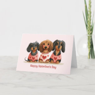 Happy Valentines Day Dachshund Dogs Holiday Card