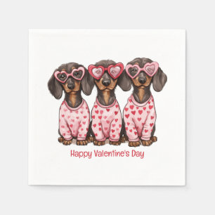 Happy Valentines Day Dachshund Dogs Napkins