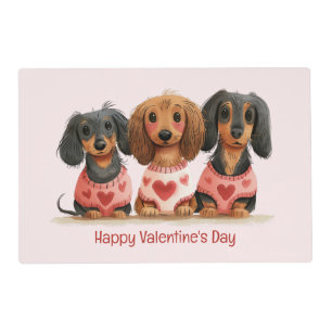 Happy Valentines Day Dachshund Dogs Placemat