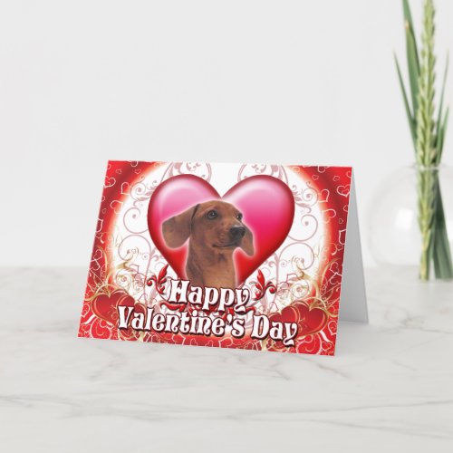 Happy Valentines Day Dachshund Holiday Card