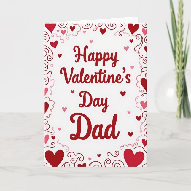 Happy Valentines Day Dad Red Hearts Card (Front)