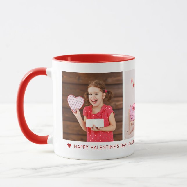 Happy Valentine's Day Daddy 3 Photo Custom Mug (Left)