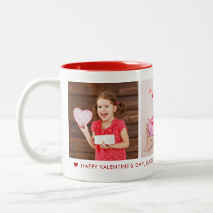 Happy Valentine's Day Daddy 3 Photo Custom Two-Tone Coffee Mug