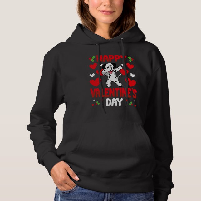 Happy Valentines Day dalmatian Heart Love Animal Hoodie (Front)