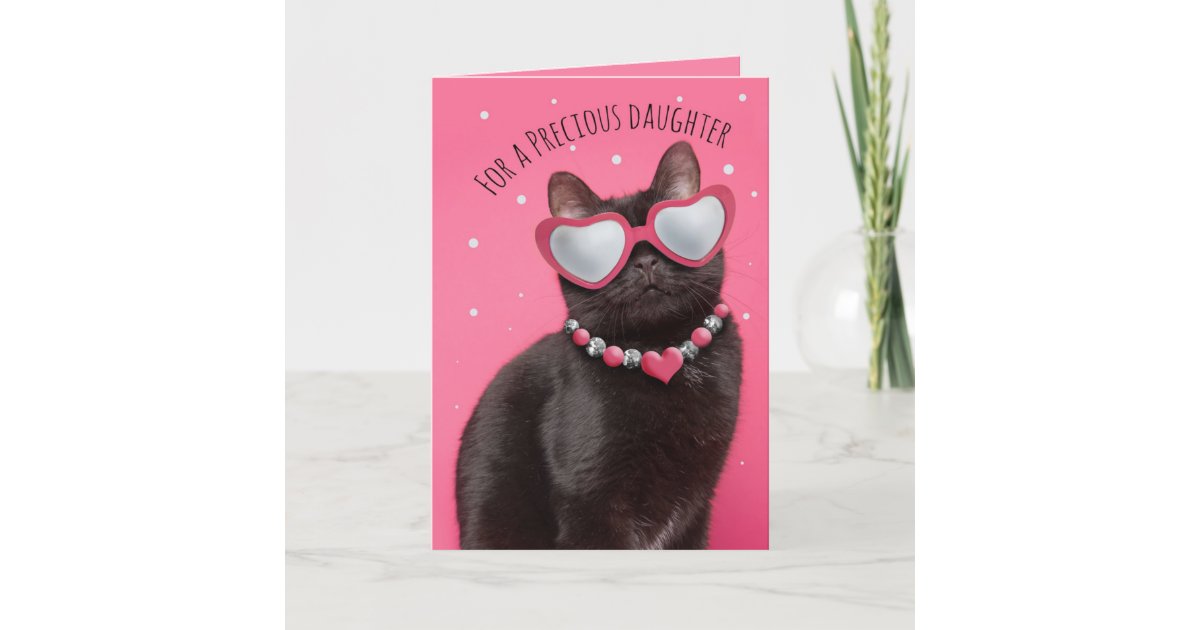 Happy Valentines Day Daughter Funny Kitty Cat Holiday Card | Zazzle