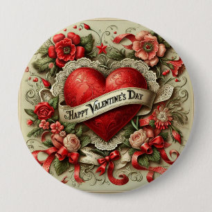 Happy Valentine's Day decorative illustration Button