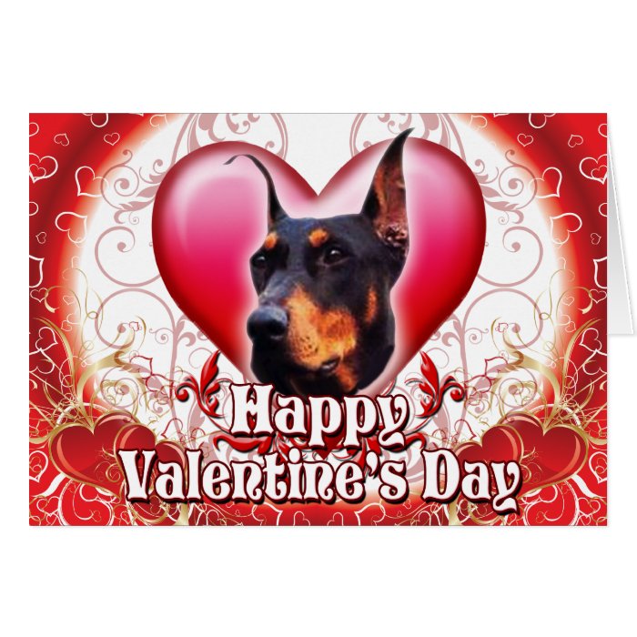 Happy Valentines Day Doberman Greeting Cards