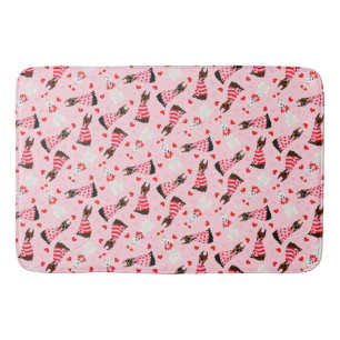 Happy Valentines Day Dobermann Dogs Bath Mat