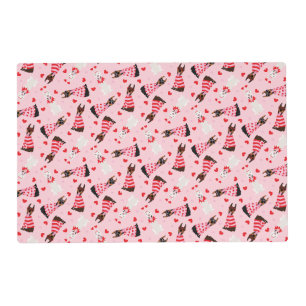 Happy Valentines Day Dobermann Dogs Placemat