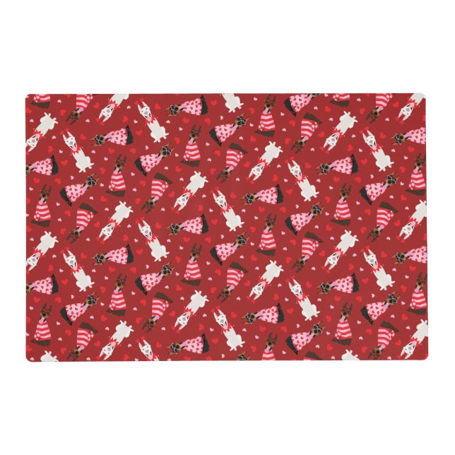 Happy Valentines Day Dobermann Dogs Placemat (Front)
