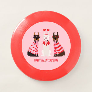 Happy Valentines Day Dobermann Dogs Wham-O Frisbee