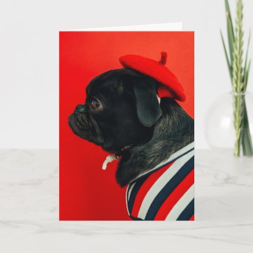 Happy Valentines Day  Dog Face  Add Your Name Thank You Card