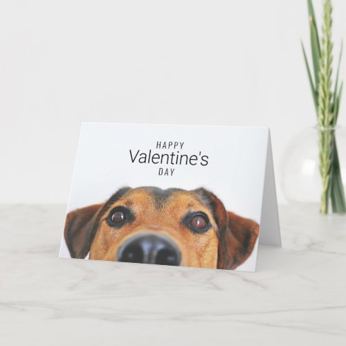Happy Valentines Day  Dog Face  Add Your Name Thank You Card