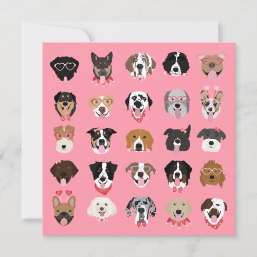 Happy Valentines Day Dog Face Pattern Card