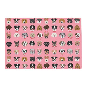 Happy Valentines Day Dog Face Pattern Placemat