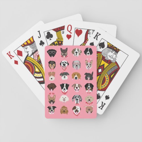 Happy Valentines Day Dog Face Pattern Playing Cards