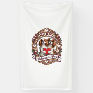 Happy Valentines Day Dog Red Heart Floral Frame_1 Banner