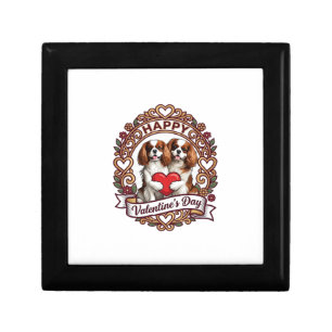 Happy Valentines Day Dog Red Heart Floral Frame_1 Gift Box