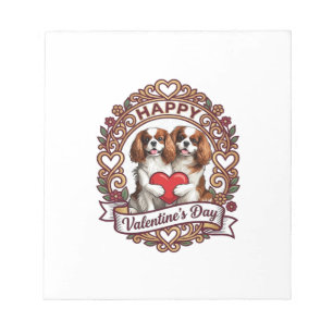 Happy Valentines Day Dog Red Heart Floral Frame_1 Notepad