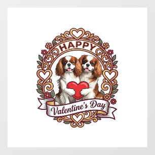 Happy Valentines Day Dog Red Heart Floral Frame_1 Window Cling