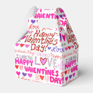 Happy Valentine's Day Doodles Favor Boxes