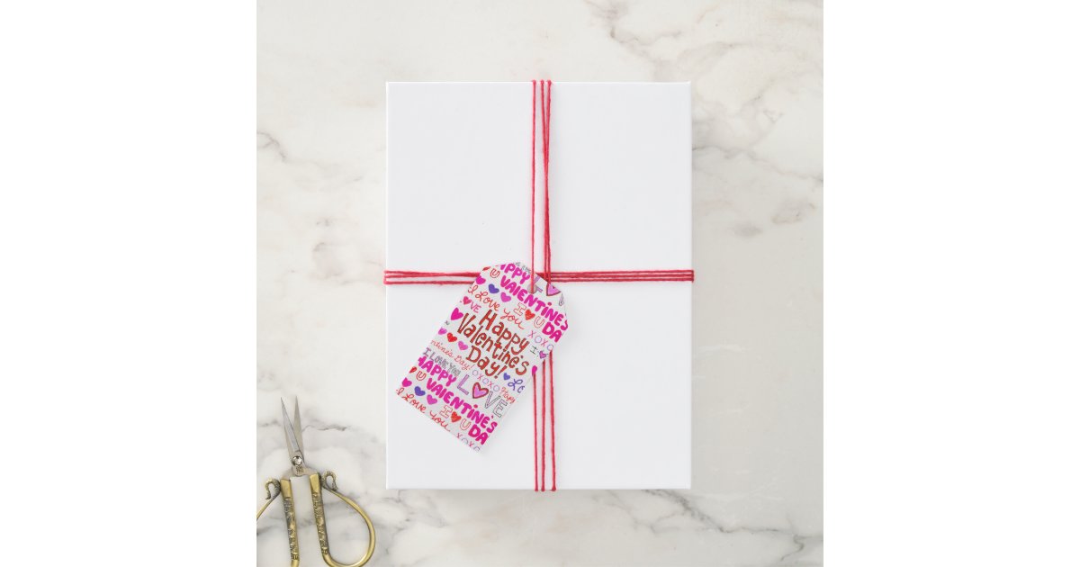 Happy Valentine's Day Doodles Gift Tags | Zazzle.com