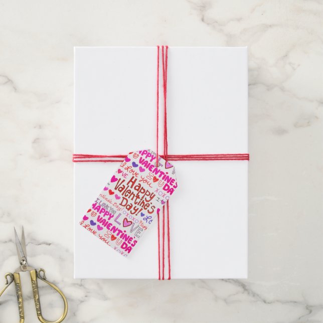 Happy Valentine's Day Doodles Gift Tags (With Twine)