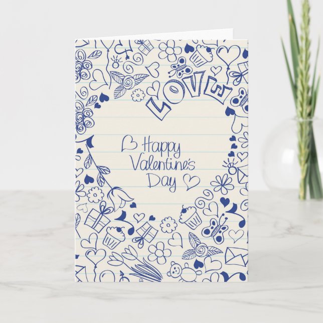 Happy Valentine's Day doodles! Holiday Card (Front)