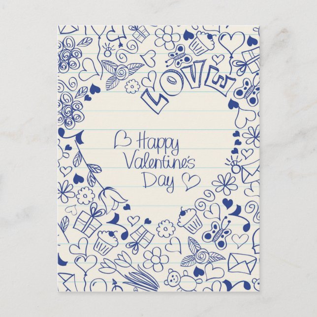 Happy Valentine's Day doodles! Holiday Postcard (Front)
