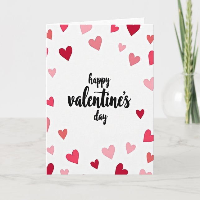 Happy Valentines Day Drawn Hearts Card (Front)