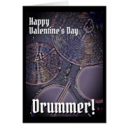 Happy Valentines Day Drummer Valentine Card at Zazzle