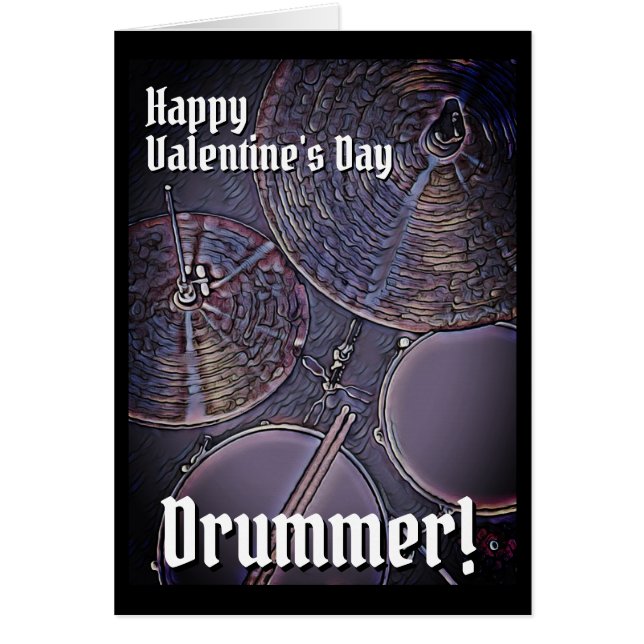 HAPPY VALENTINES DAY DRUMMER Valentine Card (Front)