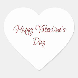 Happy Valentine's Day Elegant Red Script  Heart Sticker