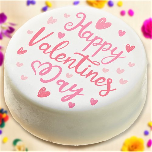 Happy Valentines Day Elegant Script Hearts Chocolate Covered Oreo