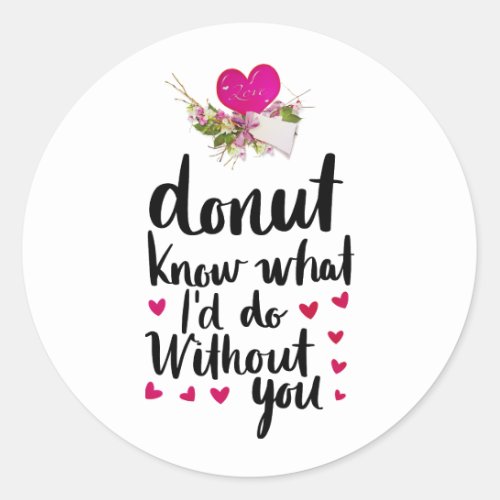 Happy Valentines Day Elegant Script Hearts Text  Classic Round Sticker