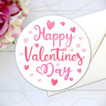 Happy Valentine's Day Elegant Script Pink Hearts