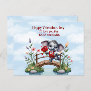 Happy Valentine's Day Elephant Ears and Ears Holiday Postcard