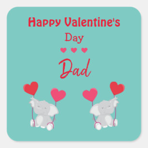 Happy Valentine's Day Elephant Square Sticker